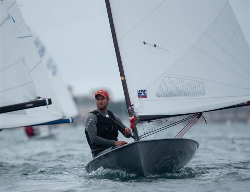 Alex Scoles racing his new Idol Composites Europe on Day 2 at the 2021 UK Europe National Championships photo copyright Linus Etchingham taken at Weymouth & Portland Sailing Academy and featuring the Europe class