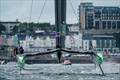 What Ben Ainslie saw as he crossed Tom Slingsby's  bow  on Race Day 2 of the Great Britain Sail Grand Prix | Plymouth in Plymouth, England. 31st July . 2022 © Jon Super/SailGP
