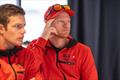 Nathan Outteridge currently with the Switzerland SailGP Team, listens to the skippers briefing prior to racing on Race Day 1 of the Great Britain Sail Grand Prix | Plymouth in Plymouth, England © Ricardo Pinto/SailGP