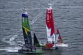 Australia SailGP Team and Canada SailGP Team in action on Race Day 1 of the Mubadala SailGP Season 3 Grand Final in San Francisco, USA. Saturday 6th May © Bob Martin for SailGP