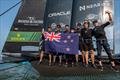 NZ SailGP team celebrate winning the Final - Race Day 2 of the Rolex United States Sail Grand Prix | Chicago © Ricardo Pinto/SailGP