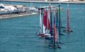 The SailGP sail towards the start line on Race Day 1 of the Mubadala Abu Dhabi Sail Grand Prix presented by Abu Dhabi Sports Council in Abu Dhabi, United Arab Emirates. 13th January © Ricardo Pinto