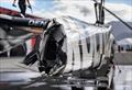 Damage to the bow of the Rockwo Denmark SailGP Team in the technical area after racing on Race Day 2 of the ITM New Zealand Sail Grand Prix in Christchurch,. March 24, 2024  © Ricardo Pinto/SailGP