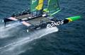 BONDS Flying Roos SailGP Team helmed by Tom Slingsby in action during a practice session ahead of the Germany Sail Grand Prix in Sassnitz, Germany. Friday 15 August . Rolex SailGP Championship Event 8 Season 