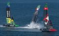 France SailGP Team helmed by Quentin Delapierre nosedive during a practice session ahead of the Germany Sail Grand Prix in Sassnitz, Germany. Friday 15 August