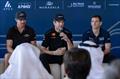 Peter Burling, co-CEO and driver of Black Foils SailGP Team, speaks about his injured hand during the pre-event press conference - SailGP Grand Final  - Abu Dhabi, UAE - November 27, 2025
