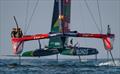 Los Gallos SailGP Team helmed by Diego Botin leads BONDS Flying Roos SailGP Team helmed by Tom Slingsby during a practice session ahead of the Mubadala Abu Dhabi Sail Grand Prix Season Grand Final presented by Abu Dhabi Sports Council held in Abu Dhabi