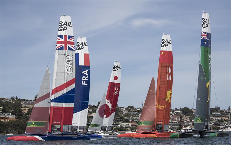 Great Britain team on day 2 of Sydney SailGP photo copyright Lloyd Images / SailGP taken at  and featuring the F50 class