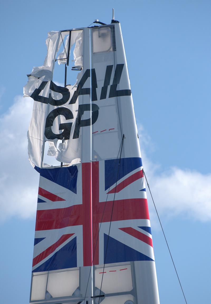 Great Britain SailGP Team capsize during the build-up to race 1 on New York SailGP day 1 photo copyright Chris Cameron / SailGP taken at  and featuring the F50 class