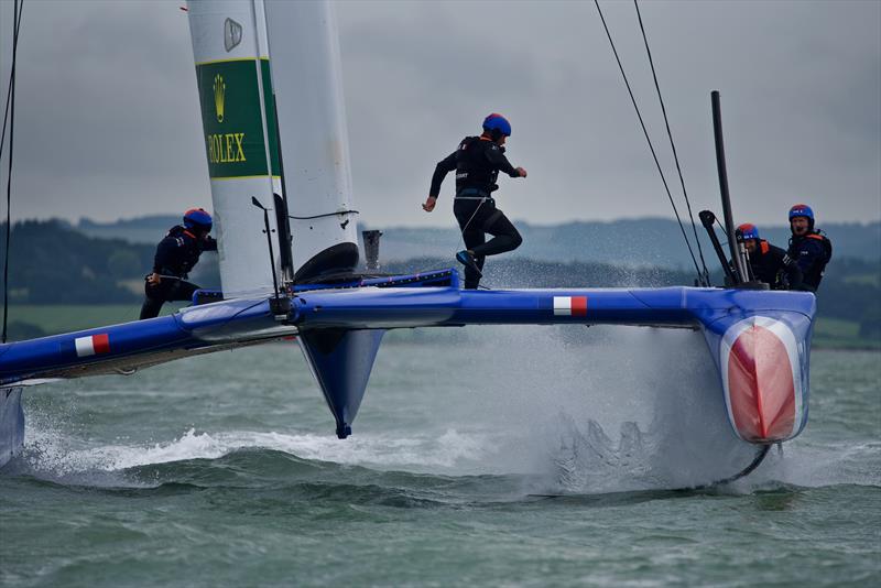 SailGP teams practice in the Solent photo copyright Tom Hicks / www.solentaction.com taken at  and featuring the F50 class