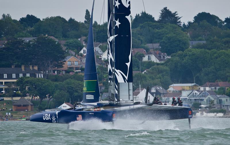 SailGP teams practice in the Solent photo copyright Tom Hicks / www.solentaction.com taken at  and featuring the F50 class