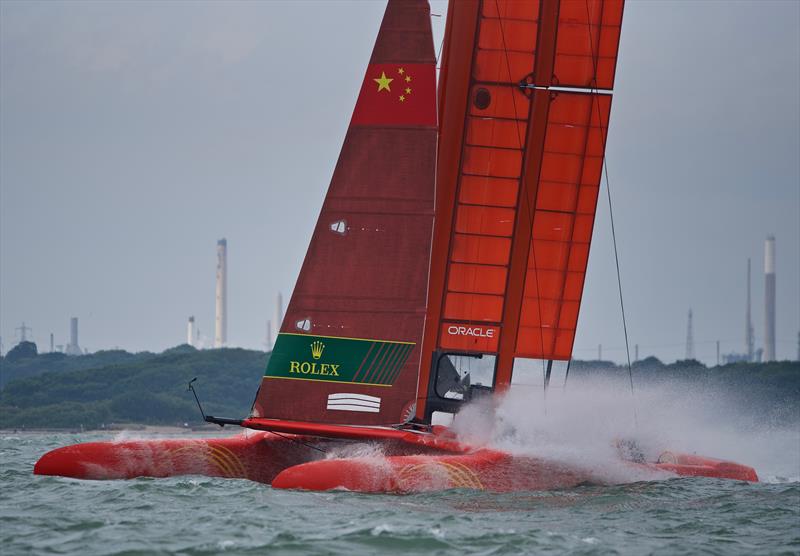 SailGP teams practice in the Solent photo copyright Tom Hicks / www.solentaction.com taken at  and featuring the F50 class