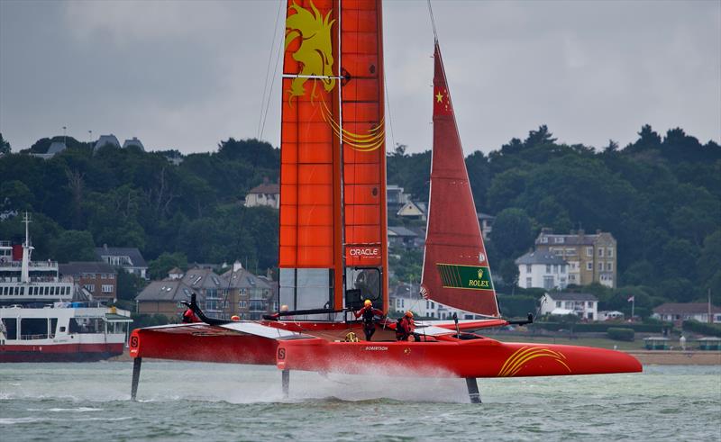 The teams practice in the Solent ahead of the Cowes SailGP event photo copyright Tom Hicks / www.solentaction.com taken at  and featuring the F50 class