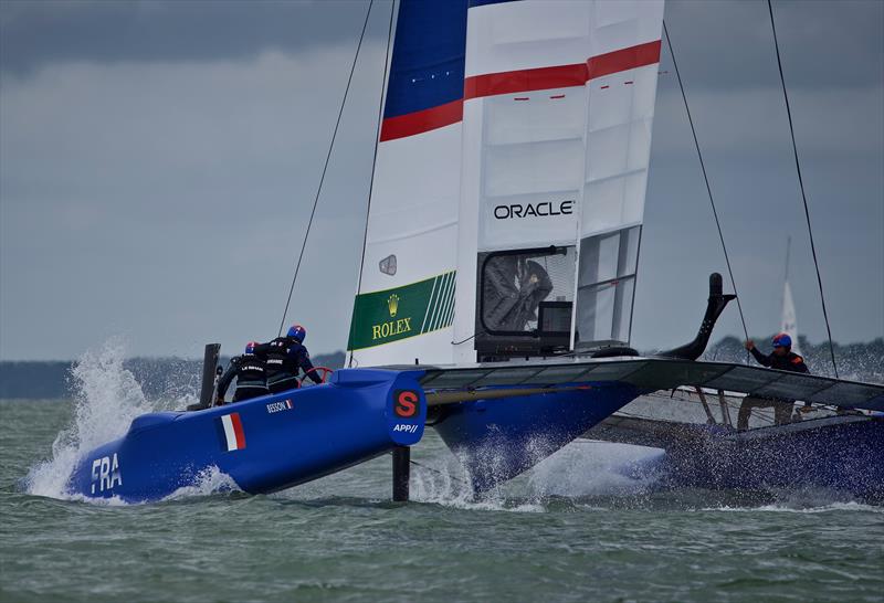 The teams practice in the Solent ahead of the Cowes SailGP event photo copyright Tom Hicks / www.solentaction.com taken at  and featuring the F50 class