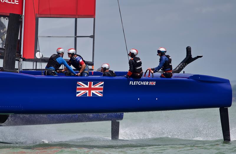 The teams practice in the Solent ahead of the Cowes SailGP event photo copyright Tom Hicks / www.solentaction.com taken at  and featuring the F50 class