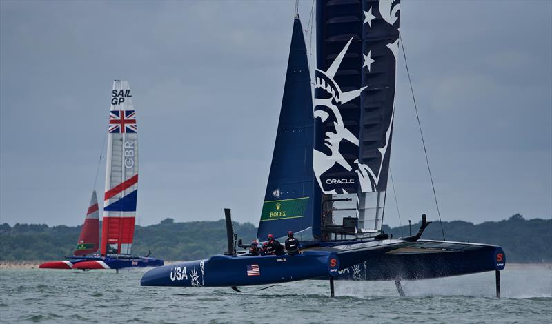 The teams practice in the Solent ahead of the Cowes SailGP event photo copyright Tom Hicks / www.solentaction.com taken at  and featuring the F50 class