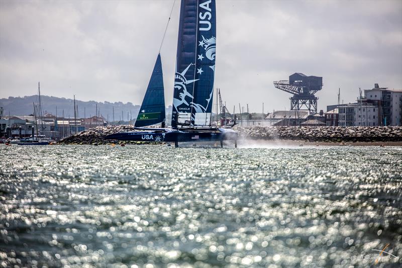 Wednesday high wind practice in the Solent ahead of the Cowes SailGP event photo copyright Alex Irwin / www.sportography.tv taken at  and featuring the F50 class
