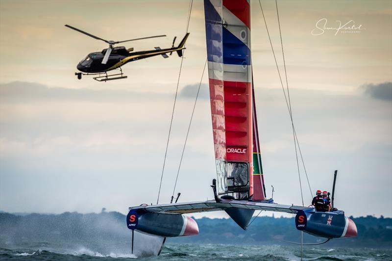 Cowes SailGP practise racing on Thursday evening photo copyright Sam Kurtul / www.worldofthelens.co.uk taken at  and featuring the F50 class