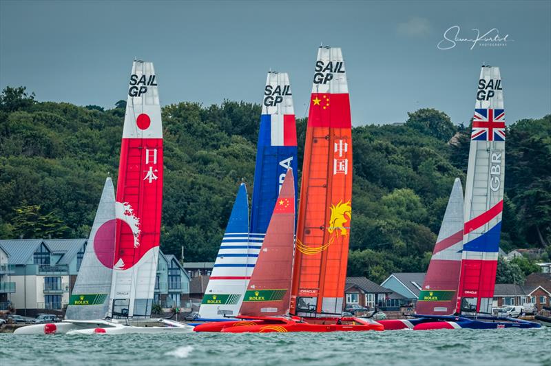 Cowes SailGP practise racing on Thursday evening photo copyright Sam Kurtul / www.worldofthelens.co.uk taken at  and featuring the F50 class