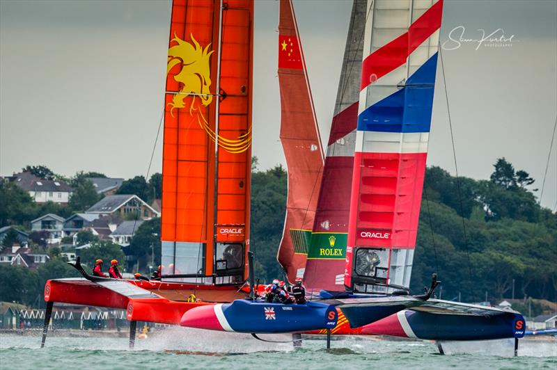 Cowes SailGP practise racing on Thursday evening photo copyright Sam Kurtul / www.worldofthelens.co.uk taken at  and featuring the F50 class