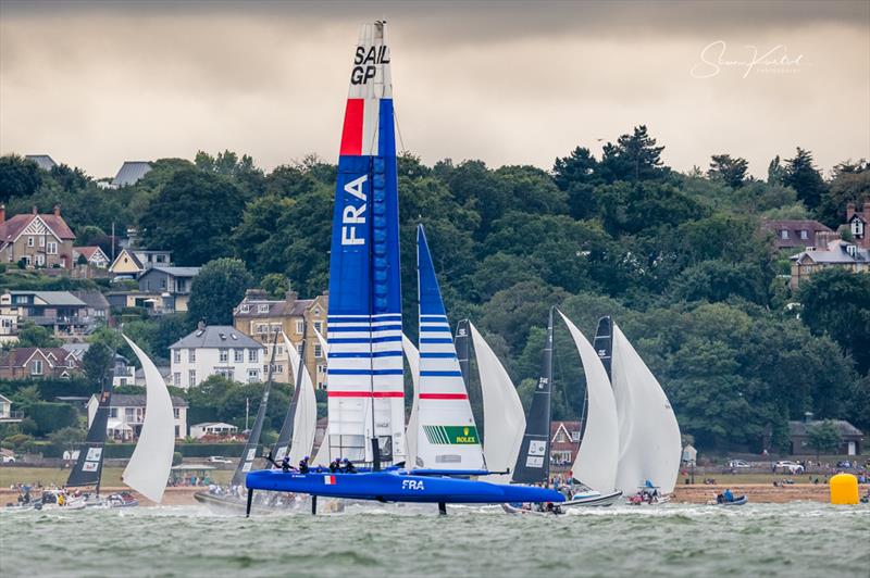 Cowes SailGP practise racing on Thursday evening photo copyright Sam Kurtul / www.worldofthelens.co.uk taken at  and featuring the F50 class
