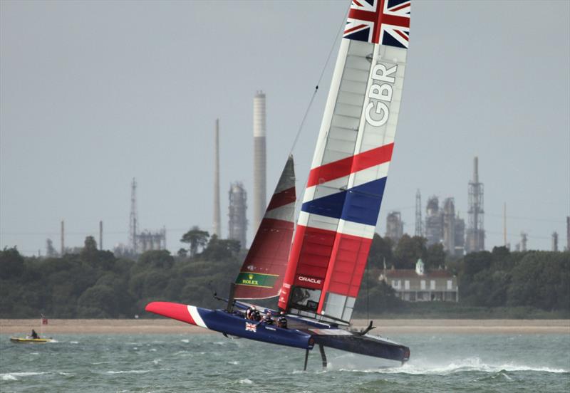Strong winds for the Cowes SailGP on Sunday photo copyright Mark Jardine taken at  and featuring the F50 class