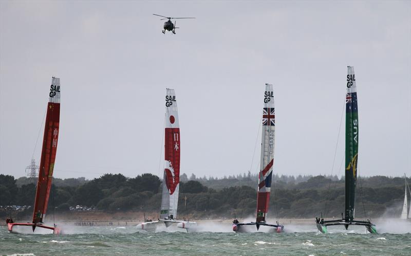 Strong winds for the Cowes SailGP on Sunday photo copyright Mark Jardine taken at  and featuring the F50 class