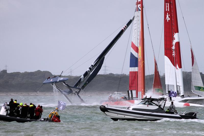 Strong winds for the Cowes SailGP on Sunday photo copyright Mark Jardine taken at  and featuring the F50 class