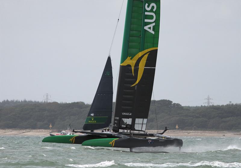 Strong winds for the Cowes SailGP on Sunday photo copyright Mark Jardine taken at  and featuring the F50 class