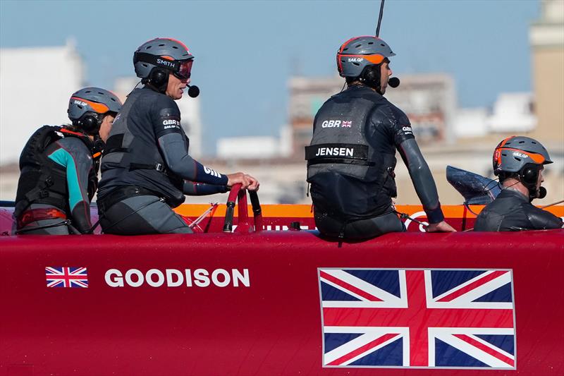 Paul Goodison driving the British team's F50 during the first practice session of the week ahead of the Italy Sail Grand Prix - photo © Bob Martin for SailGP