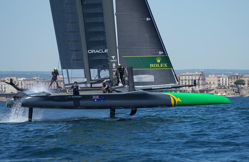 Australian SailGP Team in the final practice session ahead of Italy