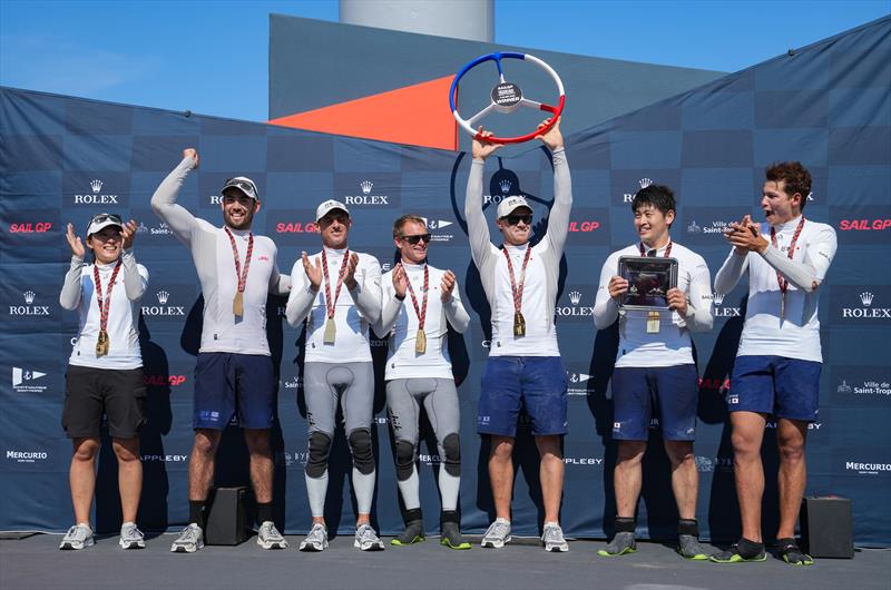 Japan SailGP Team helmed by Nathan Outterridge celebrate winning the Saint-Tropez SailGP - photo © Bob Martin for SailGP