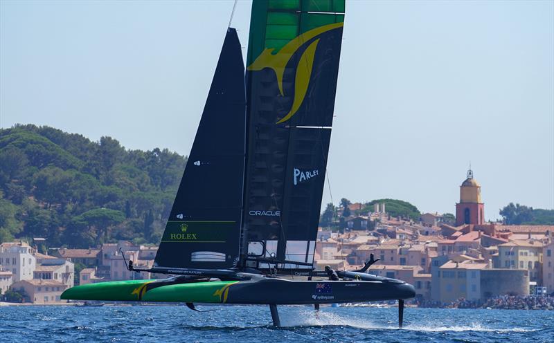 Australia SailGP Team helmed by Tom Slingsby in action during the France Sail Grand Prix photo copyright Bob Martin for SailGP taken at  and featuring the F50 class