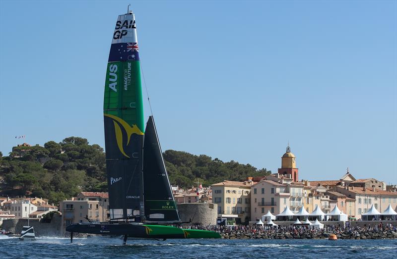 Australia SailGP Team helmed by Tom Slingsby in action during the France Sail Grand Prix photo copyright Ian Roman for SailGP taken at  and featuring the F50 class