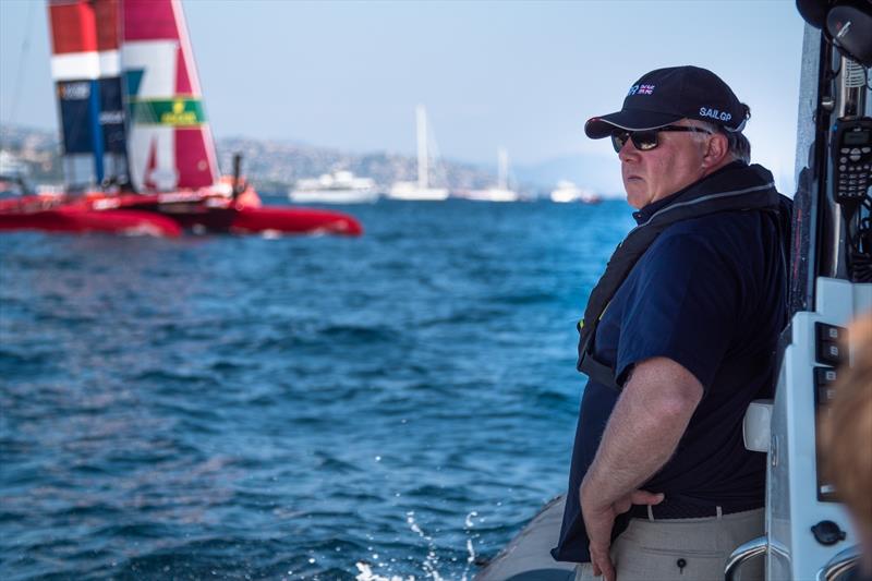 Chris Bake watching the action during the France Sail Grand Prix in Saint-Tropez - photo © SailGP