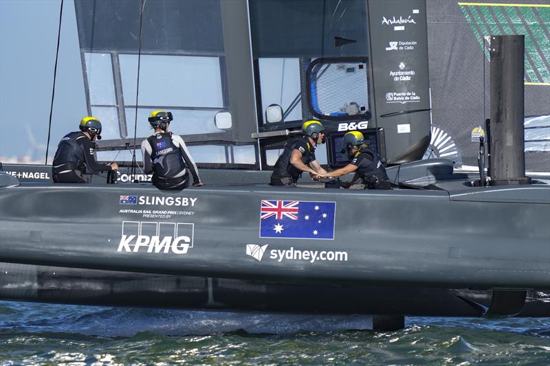 Australia SailGP Team helmed by Tom Slingsby during a practice session. Spain SailGP, Event 6, Season 2 in Cadiz, Andalucia, Spain - photo © Bob Martin for SailGP