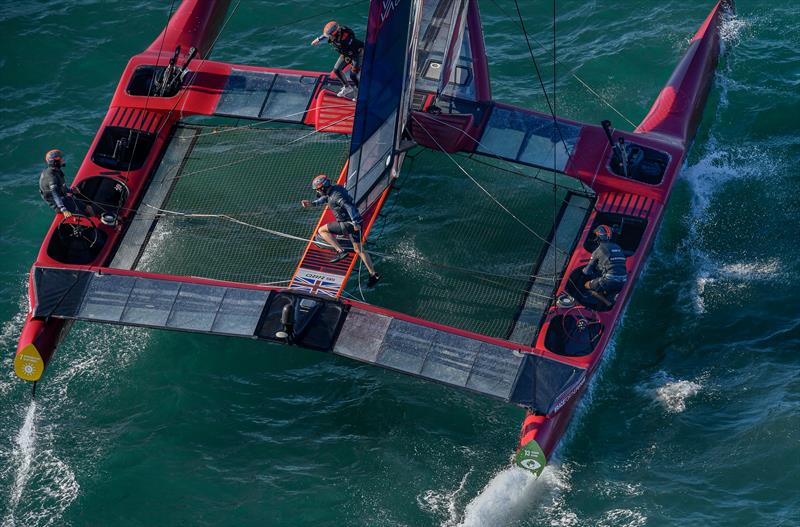 The Great Britain SailGP Team racing on the British F50 in Cadiz-Andalusia photo copyright Ricardo Pinto for SailGP taken at  and featuring the F50 class