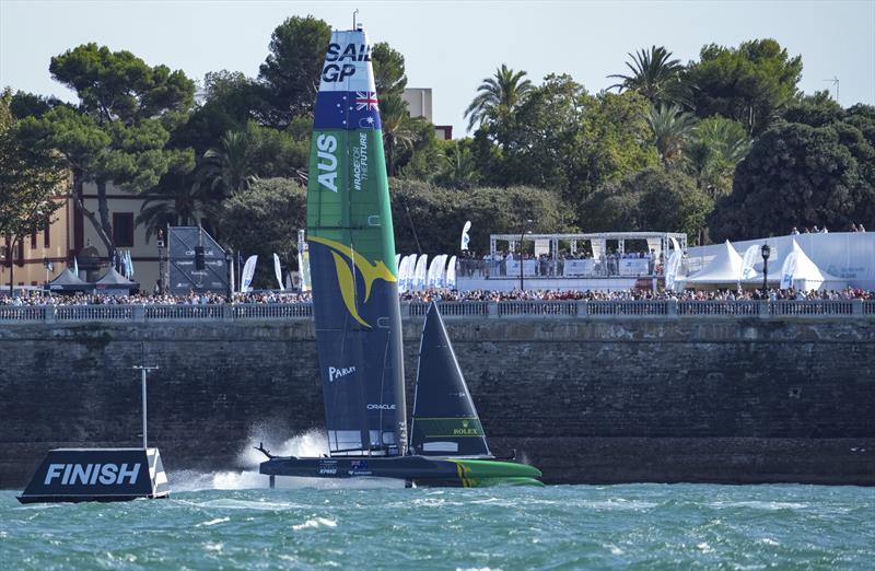 Australia SailGP Team helmed by Tom Slingsby win the Spain Sail Grand Prix photo copyright Bob Martin for SailGP taken at  and featuring the F50 class