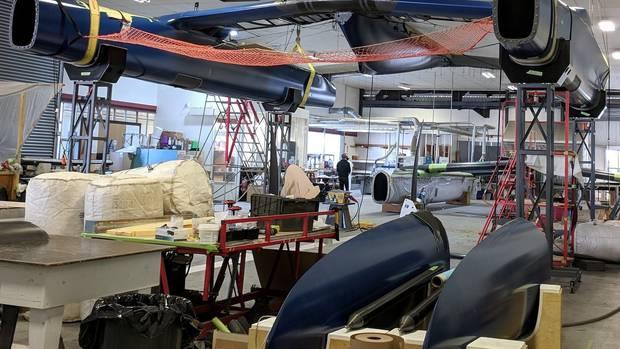 Foiling 50's underway in Core Builder Composites facility in Warkworth photo copyright Northern Advocate taken at  and featuring the F50 class