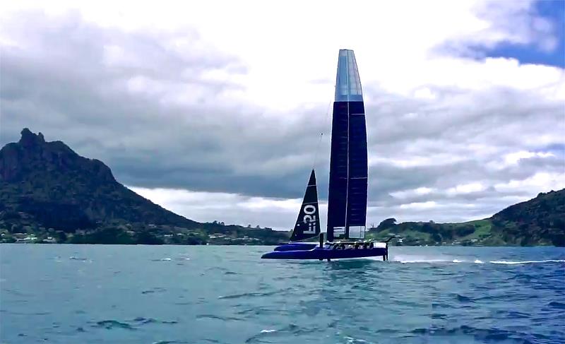 F-50 First test Sail - Sailing on Bream Bay - looks very clean with minimal spray off rudder foil photo copyright Beau Outteridge taken at  and featuring the F50 class