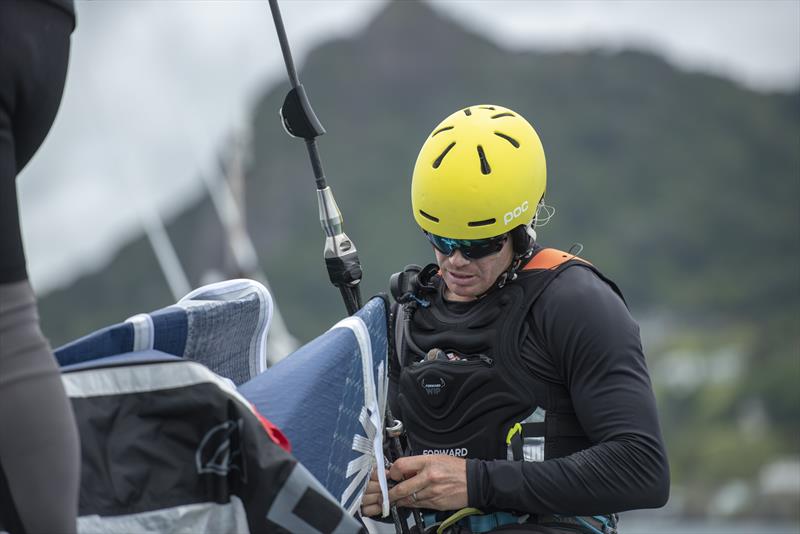 Australia SailGP Team get familiar with their F50. Marsden Point, Bream Bay. Northland, New Zealand photo copyright Chris CAMERON taken at  and featuring the F50 class