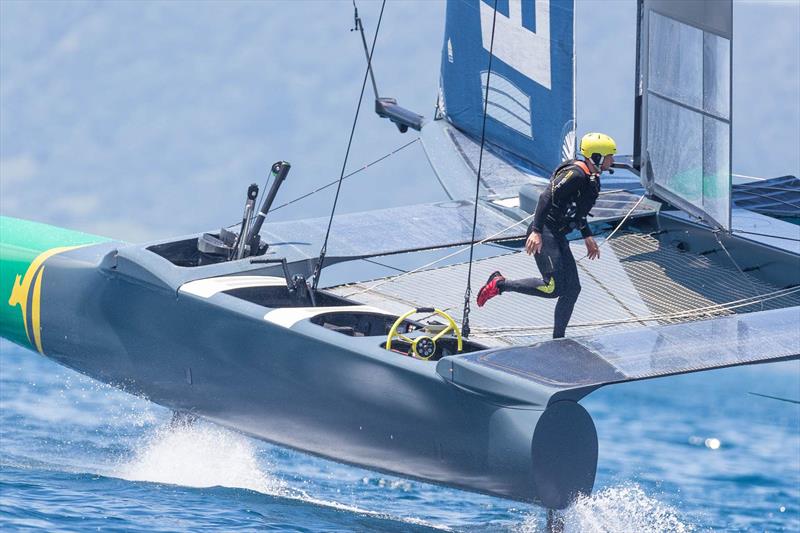 Great Britain SailGP leaves Marsden Cove, December 27, 2018 photo copyright Ian Roman taken at  and featuring the F50 class