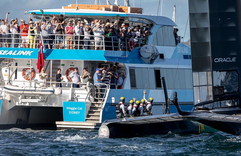 Australia SailGP enjoys a sail-past after winning Race 3 - photo © Crosbie Lorimer