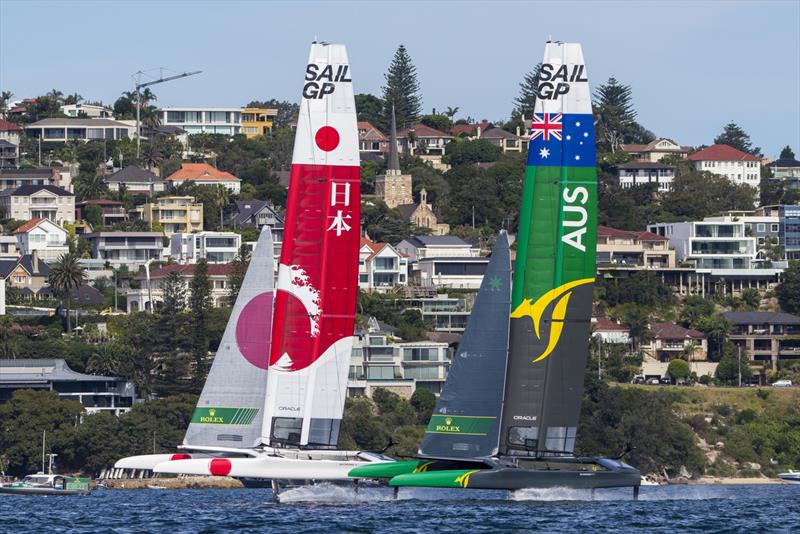 Match race between Team Japan (White boat) and Team Australia, who won the Sydney event photo copyright Andrea Francolini taken at Royal Sydney Yacht Squadron and featuring the F50 class