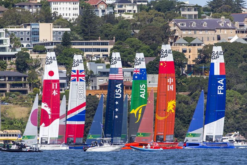 The fleet setting up for a start photo copyright Andrea Francolini taken at Royal Sydney Yacht Squadron and featuring the F50 class