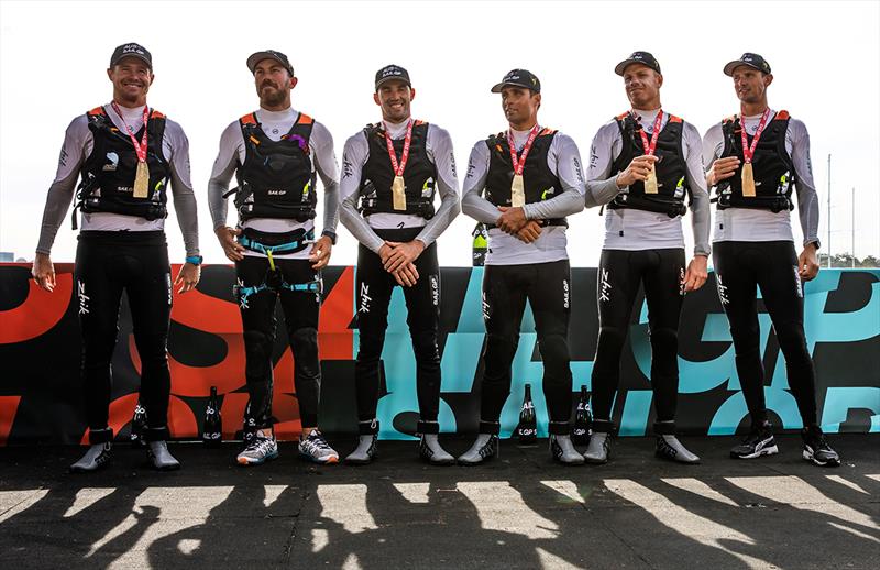 The winning Team Australia with their medals handed to them by John Bertrand - 2019 Sail GP Championship Sydney photo copyright Crosbie Lorimer taken at Royal Sydney Yacht Squadron and featuring the F50 class