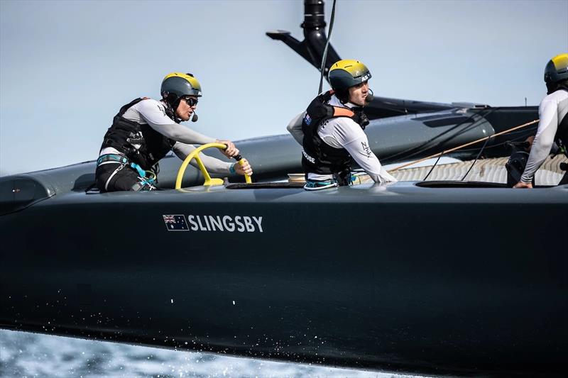 Slingsby behind the wheel in Sydney - photo © SailGP