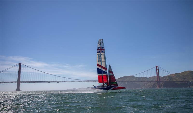 The Great Britain SailGP Team training in the Bay ahead of Race 2 Season 1 SailGP event in San Francisco, photo copyright Jed Jacobsohn for SailGP taken at Golden Gate Yacht Club and featuring the F50 class