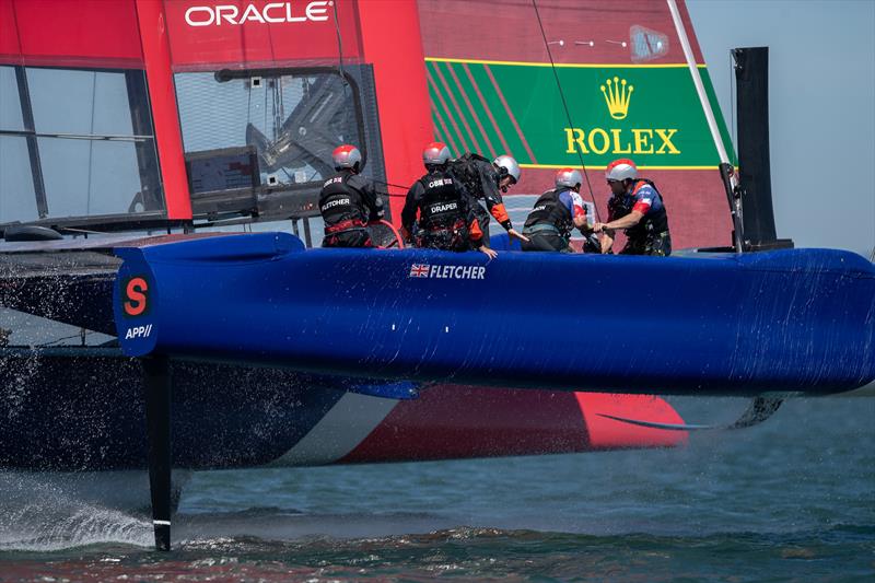 The Great Britain SailGP Team training in the Bay ahead of Race 2 Season 1 SailGP event in San Francisco, photo copyright Jed Jacobsohn for SailGP taken at Golden Gate Yacht Club and featuring the F50 class