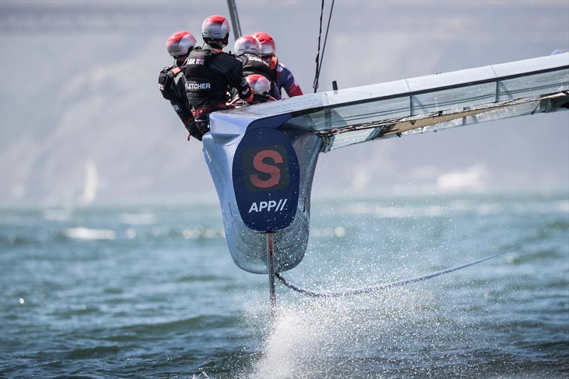 The Great Britain SailGP Team training in the Bay ahead of Race 2 Season 1 SailGP event in San Francisco, photo copyright Lloyd Images for SailGP taken at Golden Gate Yacht Club and featuring the F50 class